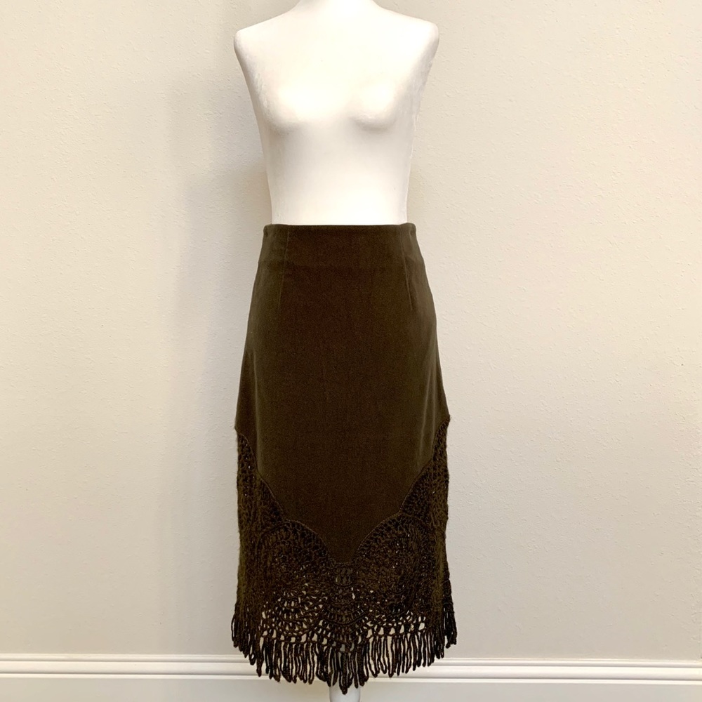 Wool Skirt Olive Green Size XS
